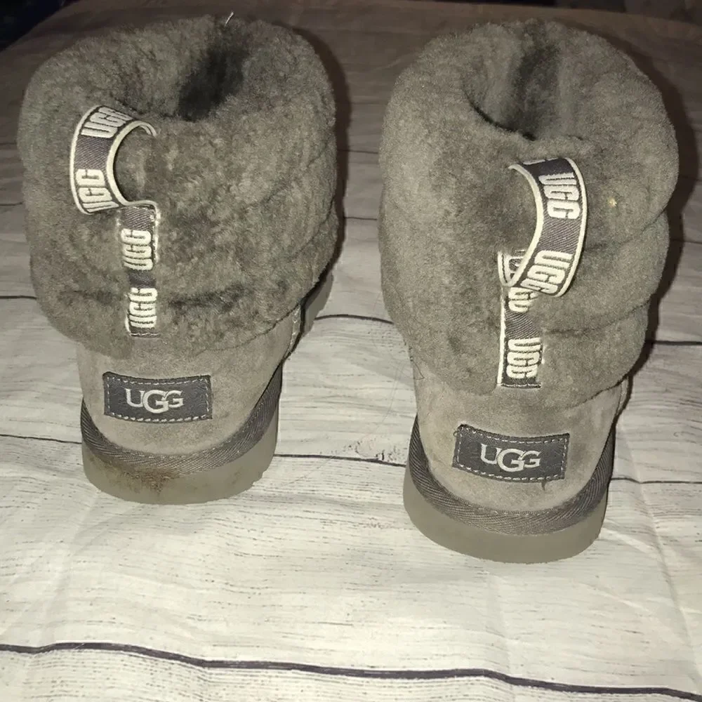 UGG Kids' Fluff Mini Quilted Boots Charcoal